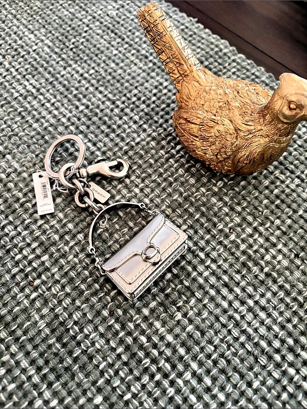 Coach Tabby Bag Charm Silver Mini Bag Charm Keychain NWT